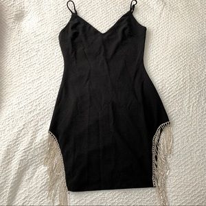 BLACK MINI DRESS WITH STONES